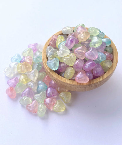 Pastel Shimmer Puffed Heart Beads