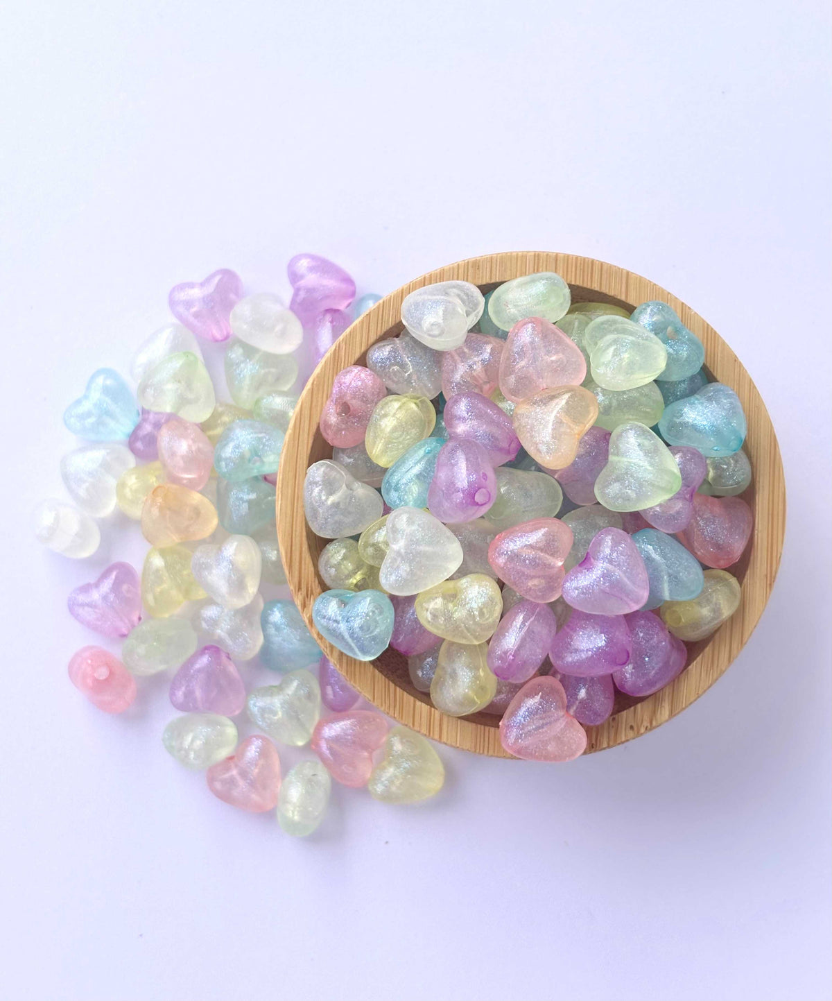 Pastel Shimmer Puffed Heart Beads