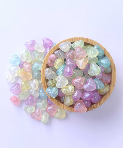 Pastel Shimmer Puffed Heart Beads