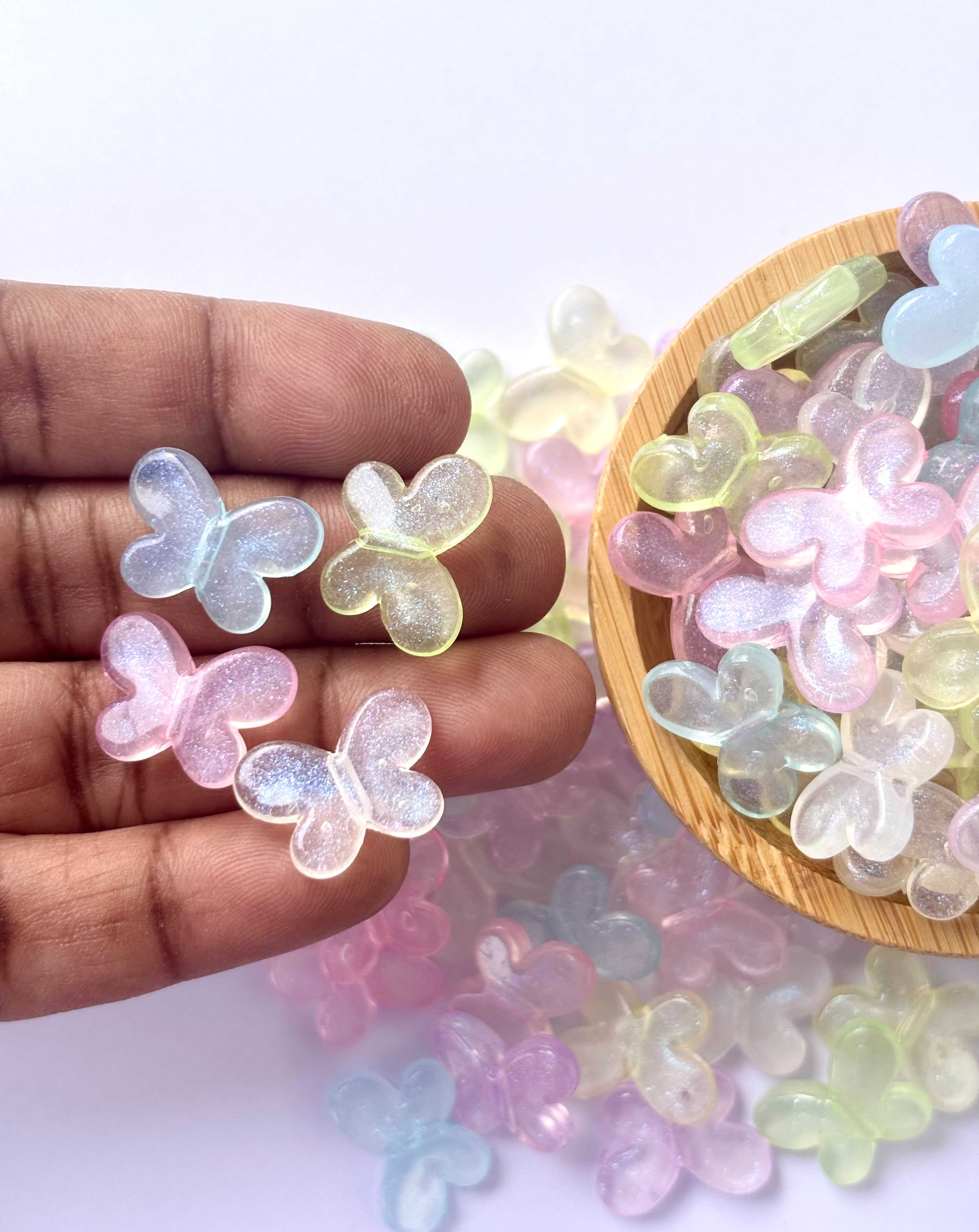 Flat Pastel Shimmer Butterfly Beads
