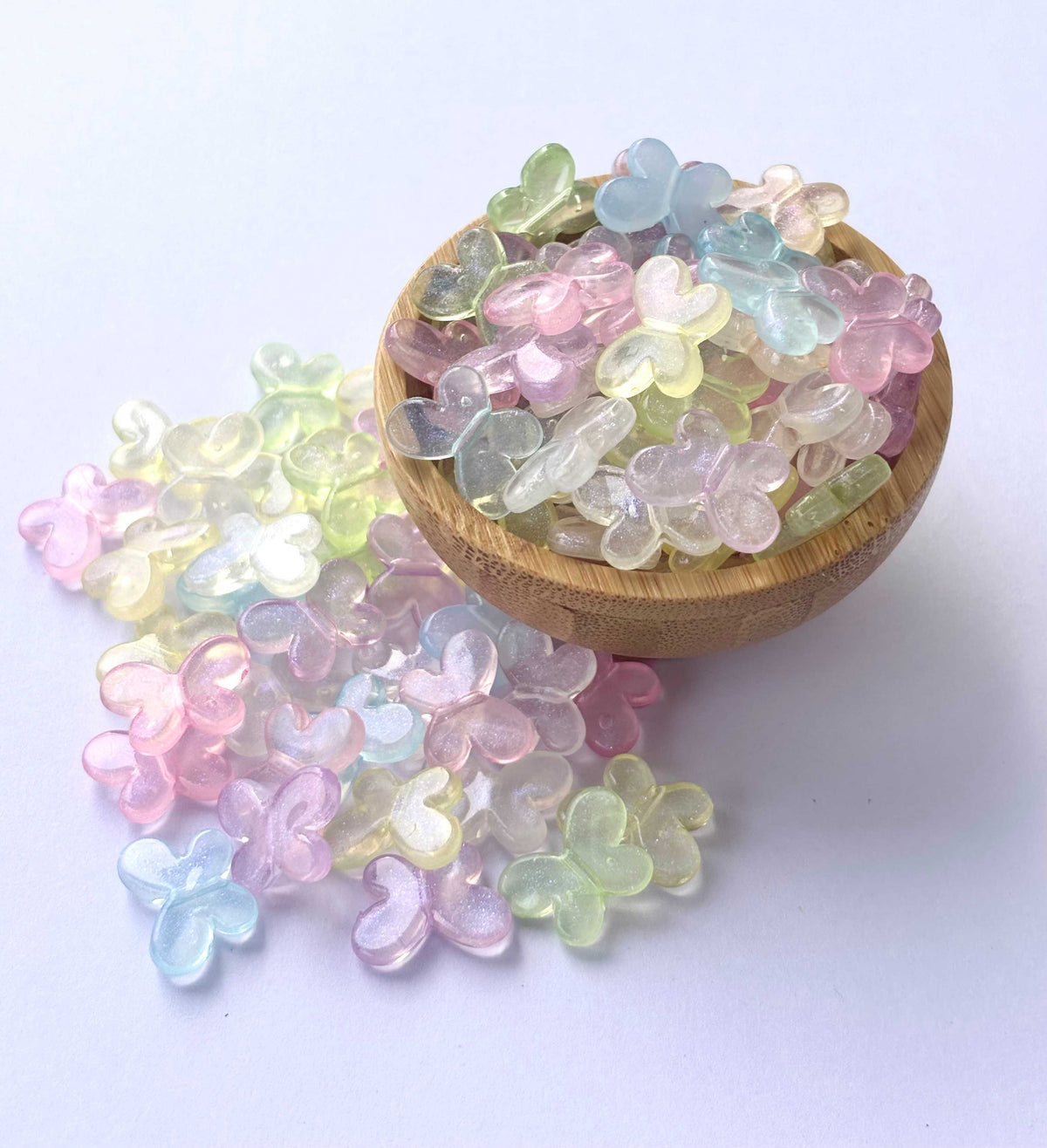 Flat Pastel Shimmer Butterfly Beads