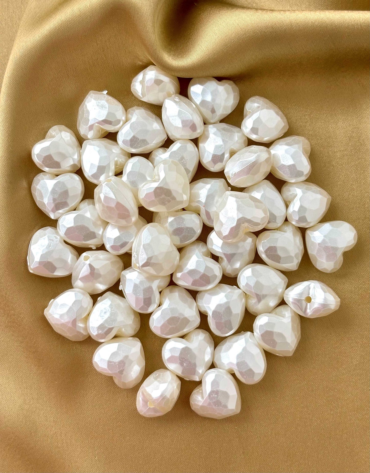 Faceted Pearl Heart Beads