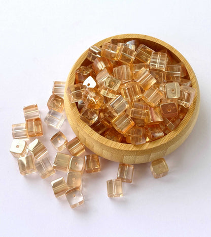 Champagne Gold Cube Glass Beads