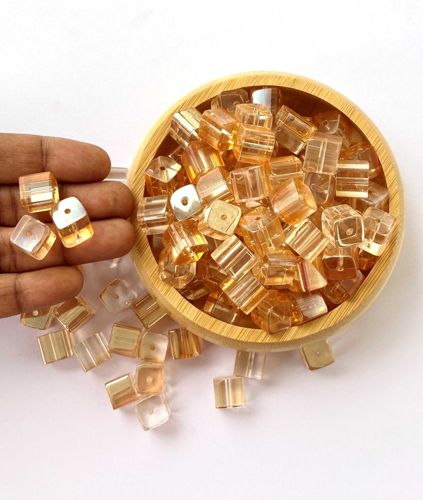 Champagne Gold Cube Glass Beads