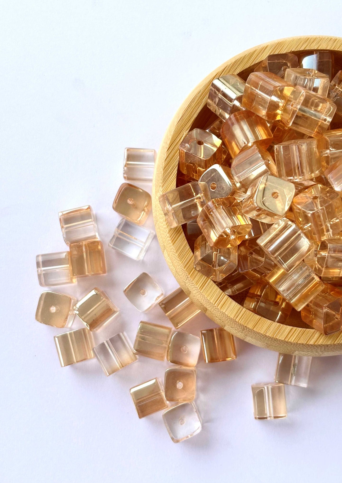 Champagne Gold Cube Glass Beads