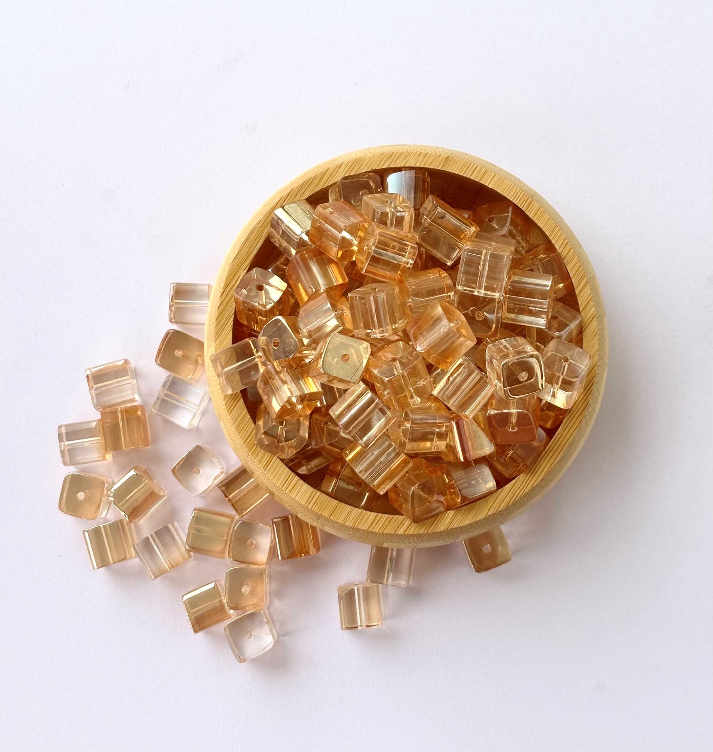 Champagne Gold Cube Glass Beads