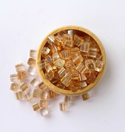 Champagne Gold Cube Glass Beads