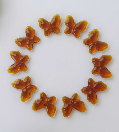 Amber Butterfly Glass Beads