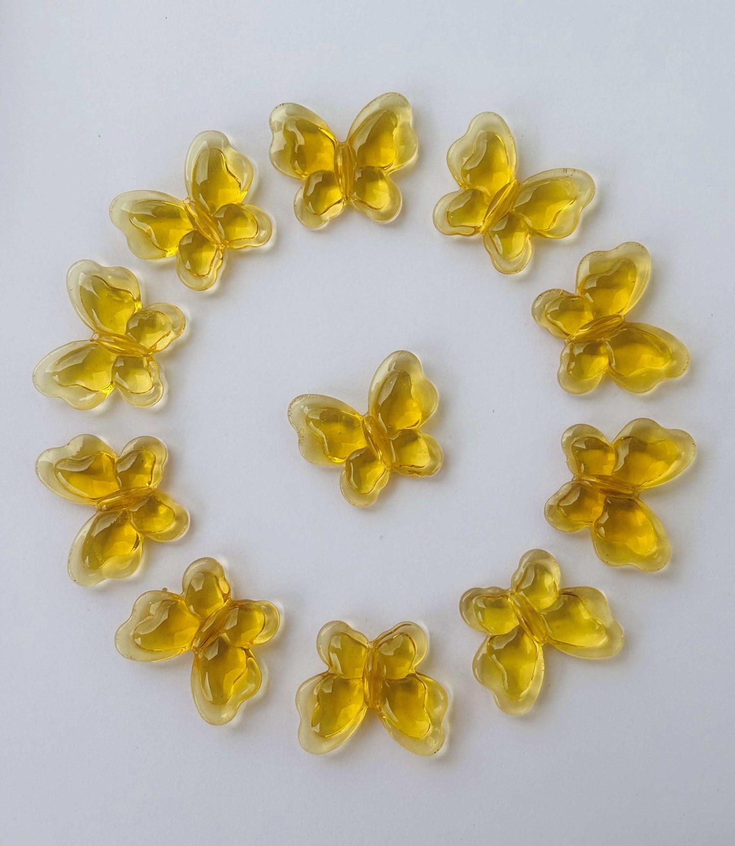 Yellow Butterfly Glass Beads