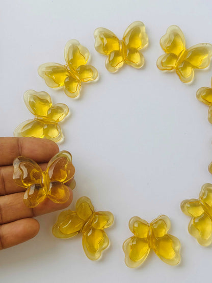 Yellow Butterfly Glass Beads