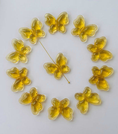 Yellow Butterfly Glass Beads