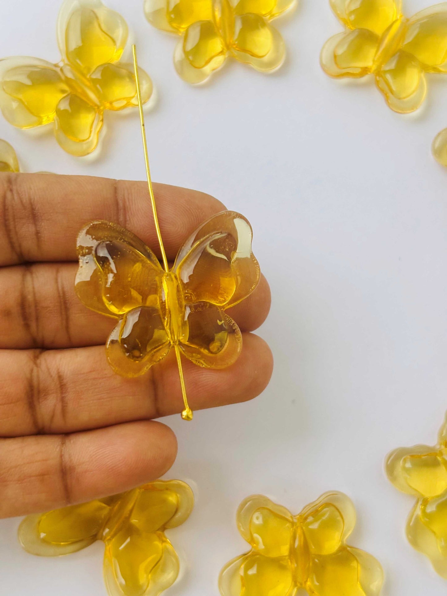 Yellow Butterfly Glass Beads