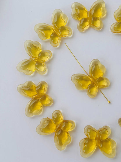Yellow Butterfly Glass Beads