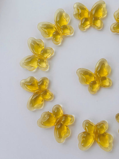 Yellow Butterfly Glass Beads