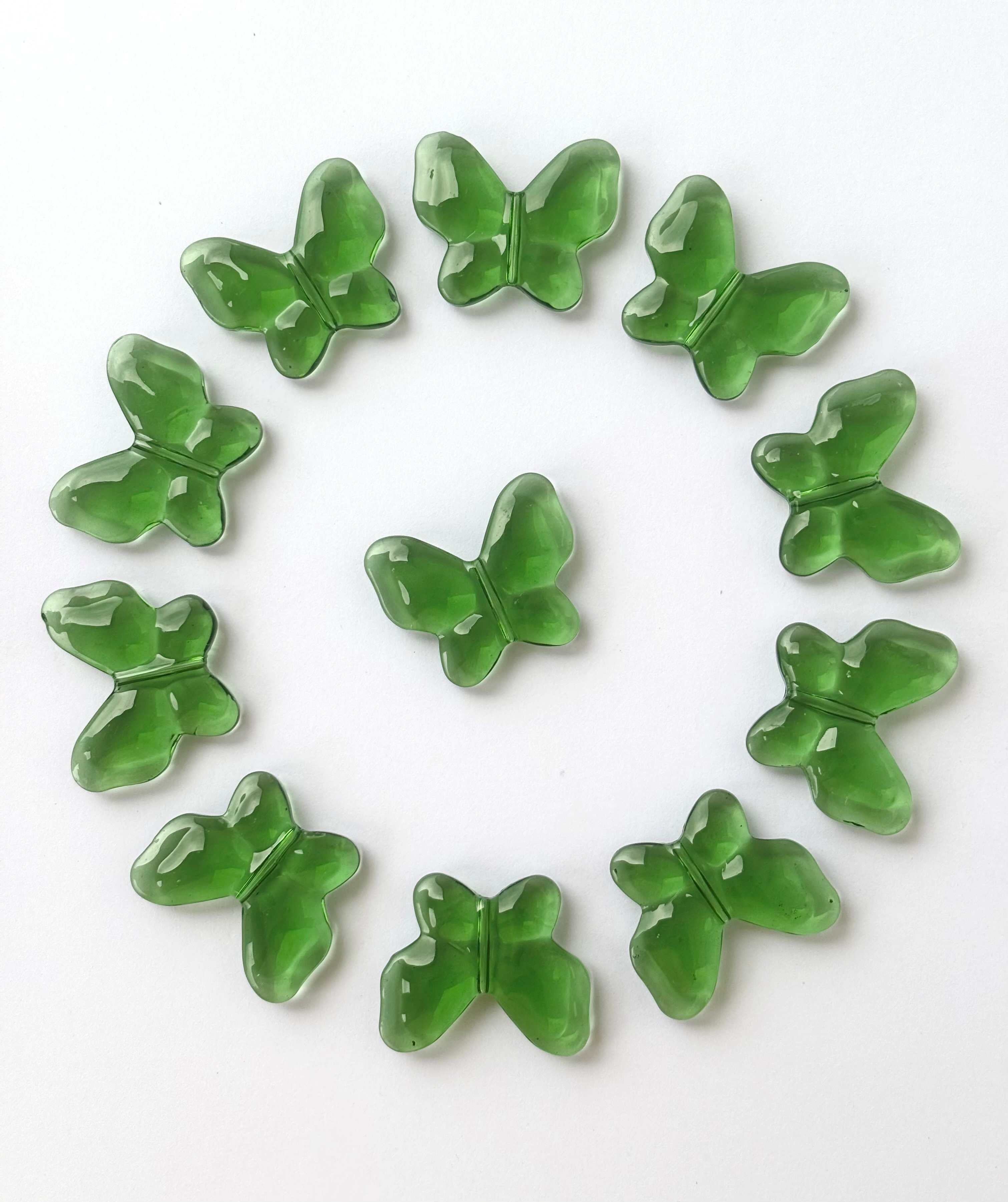 Green Butterfly Glass Beads