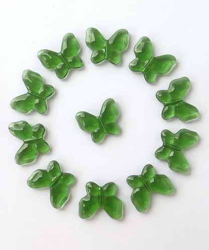 Green Butterfly Glass Beads