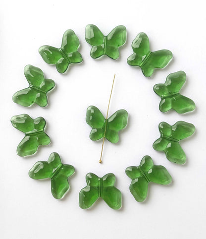 Green Butterfly Glass Beads