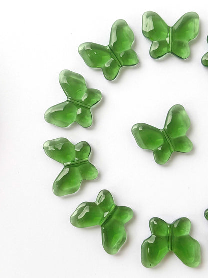 Green Butterfly Glass Beads