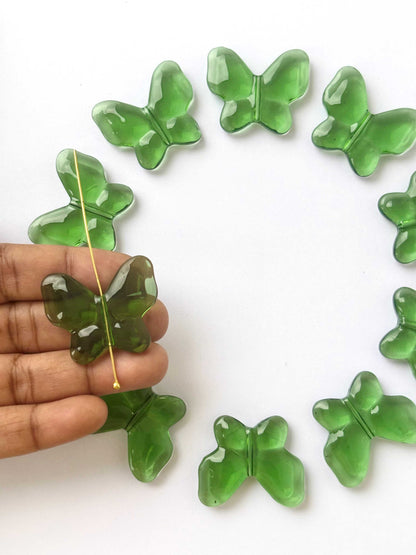 Green Butterfly Glass Beads