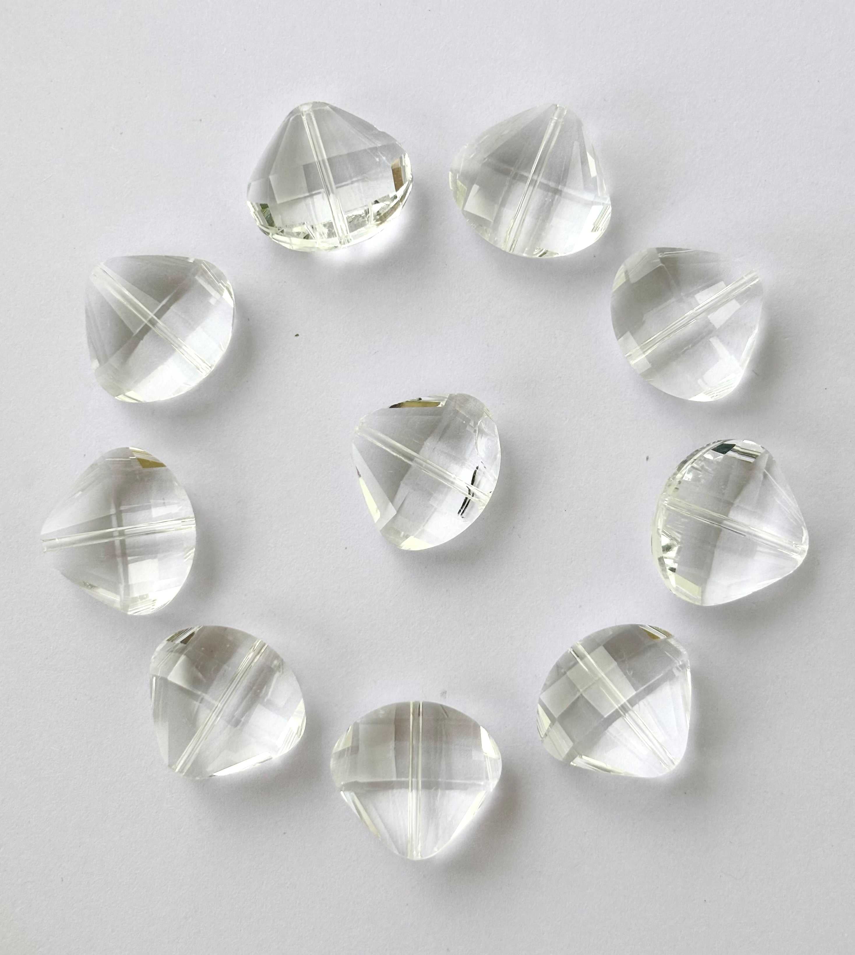 Clear Faceted Heart Shield Glass Beads