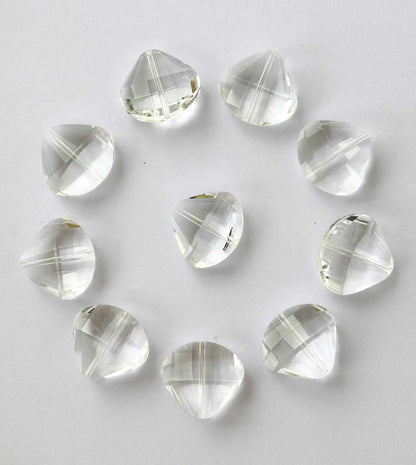 Clear Faceted Heart Shield Glass Beads