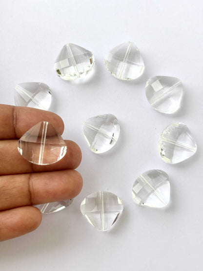 Clear Faceted Heart Shield Glass Beads
