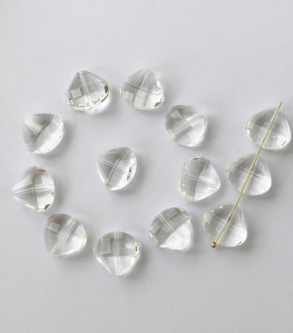 Clear Faceted Heart Shield Glass Beads