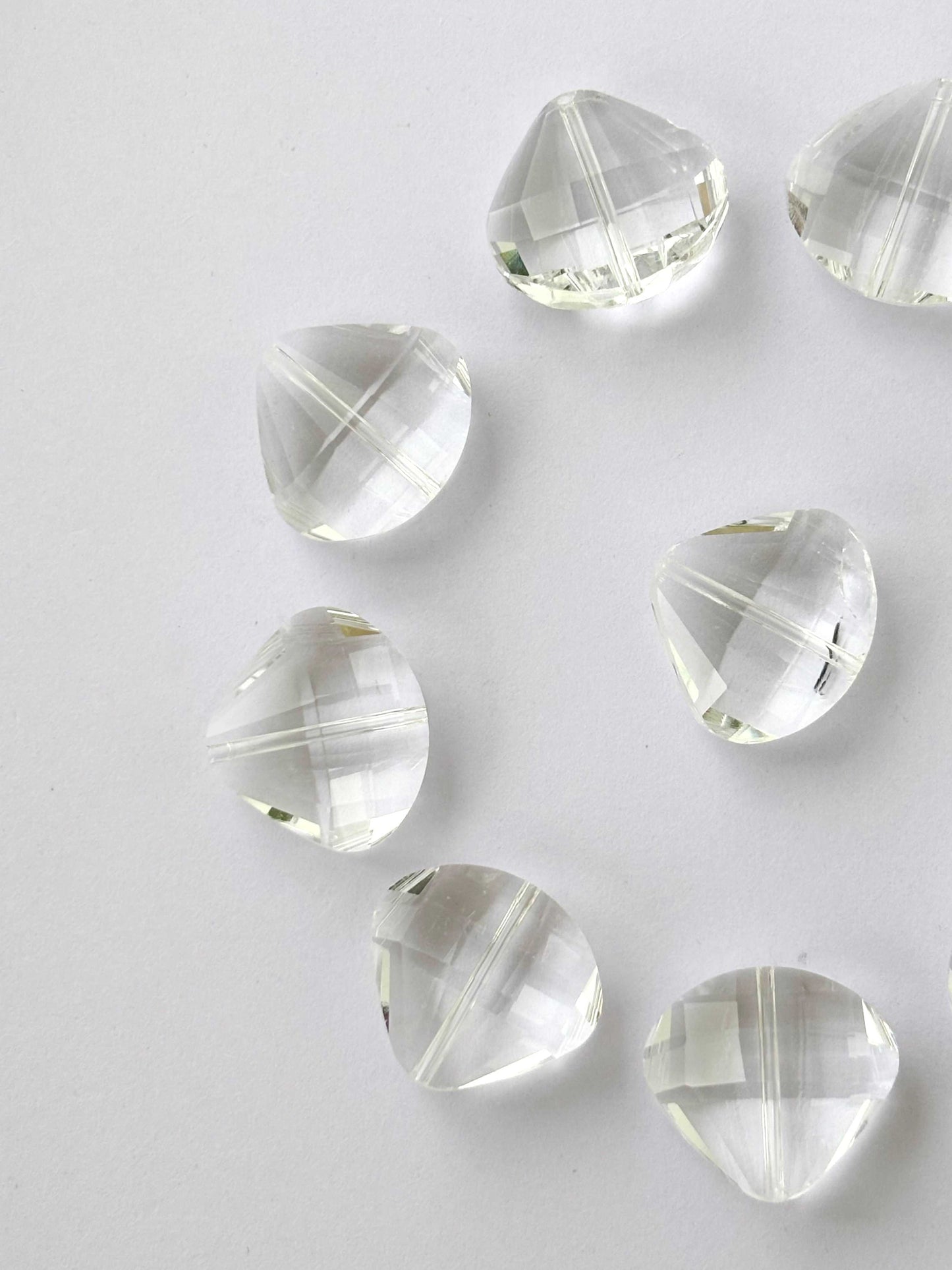 Clear Faceted Heart Shield Glass Beads