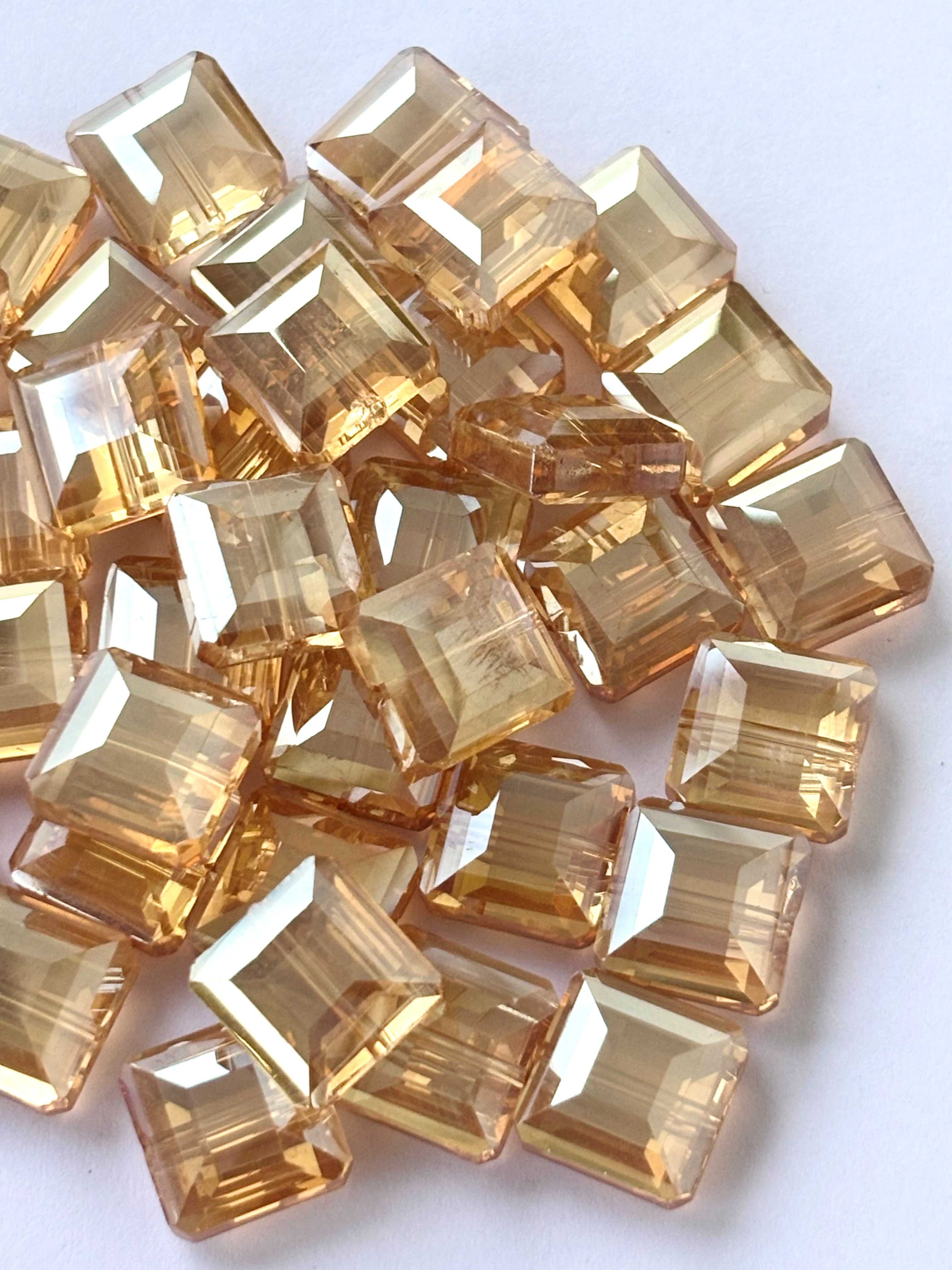 Champagne Gold Emerald Diamond Cut Glass Beads