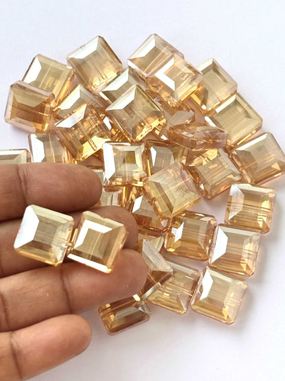 Champagne Gold Emerald Diamond Cut Glass Beads