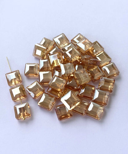 Champagne Gold Emerald Diamond Cut Glass Beads