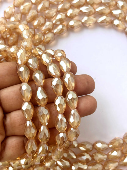 Drop Faceted LCD Glass Beads 8x11 MM