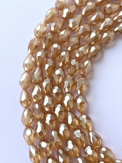 Drop Faceted LCD Glass Beads 8x11 MM