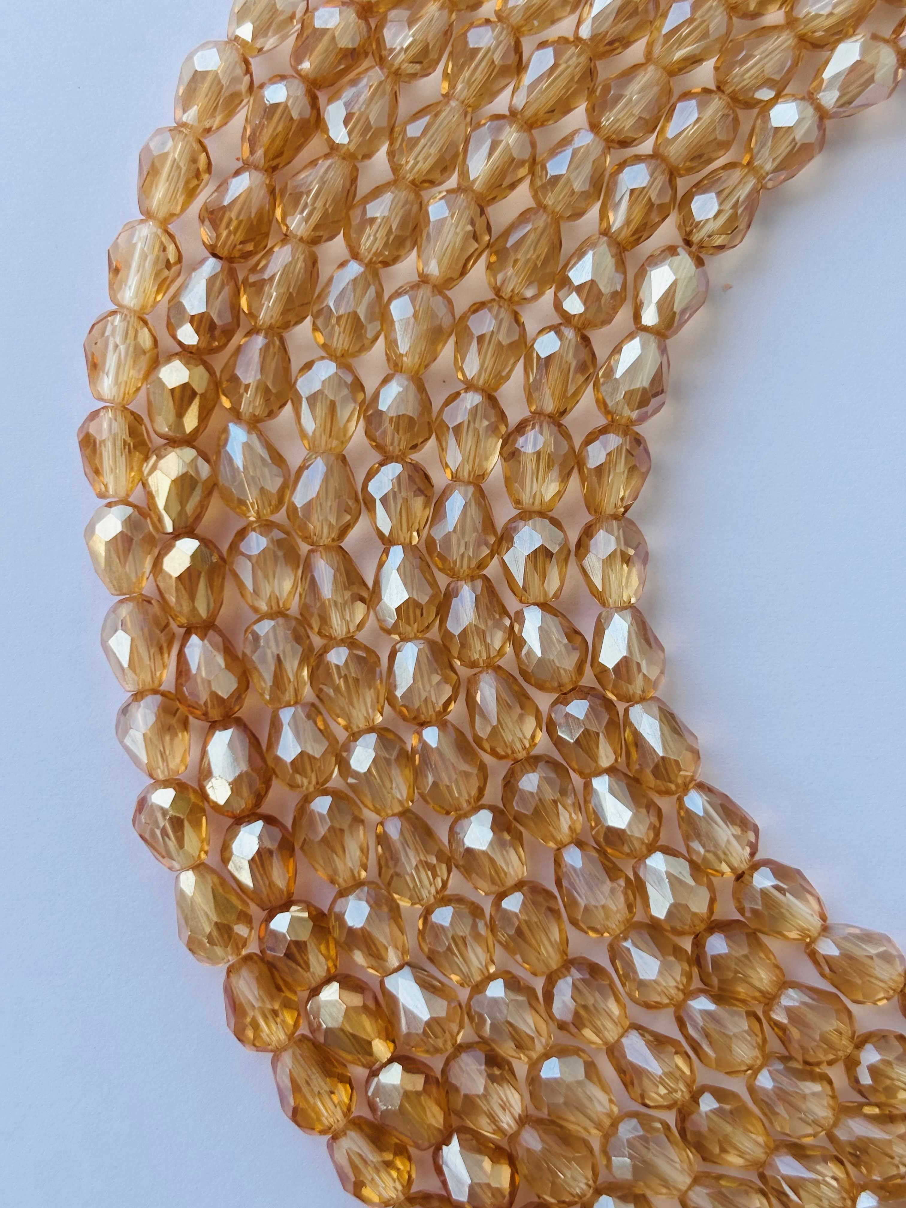 Drop Faceted LCD Glass Beads 6x8 MM