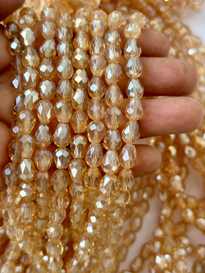 Drop Faceted LCD Glass Beads 6x8 MM