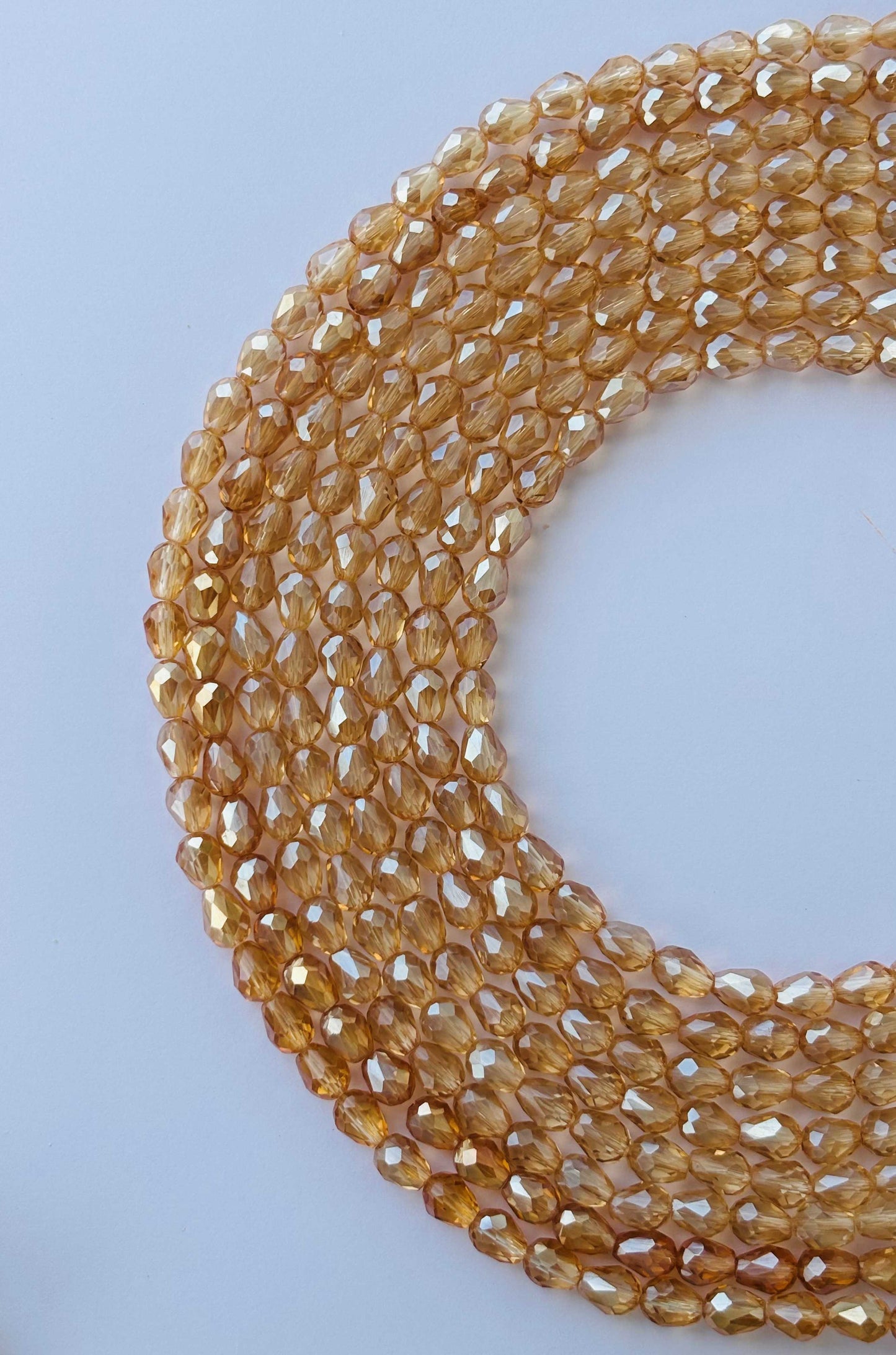 Drop Faceted LCD Glass Beads 6x8 MM