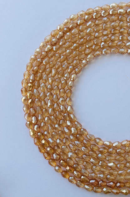 Drop Faceted LCD Glass Beads 6x8 MM
