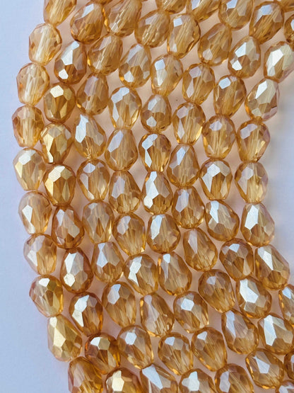 Drop Faceted LCD Glass Beads 6x8 MM
