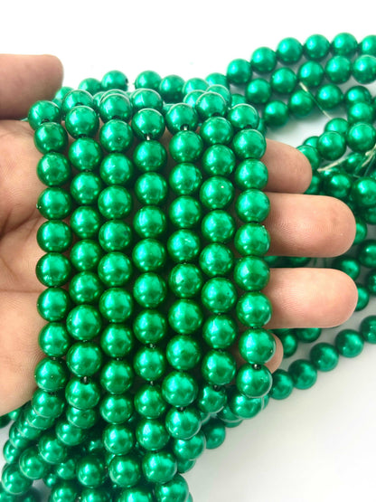 Emerald Green Pearl Beads 8MM