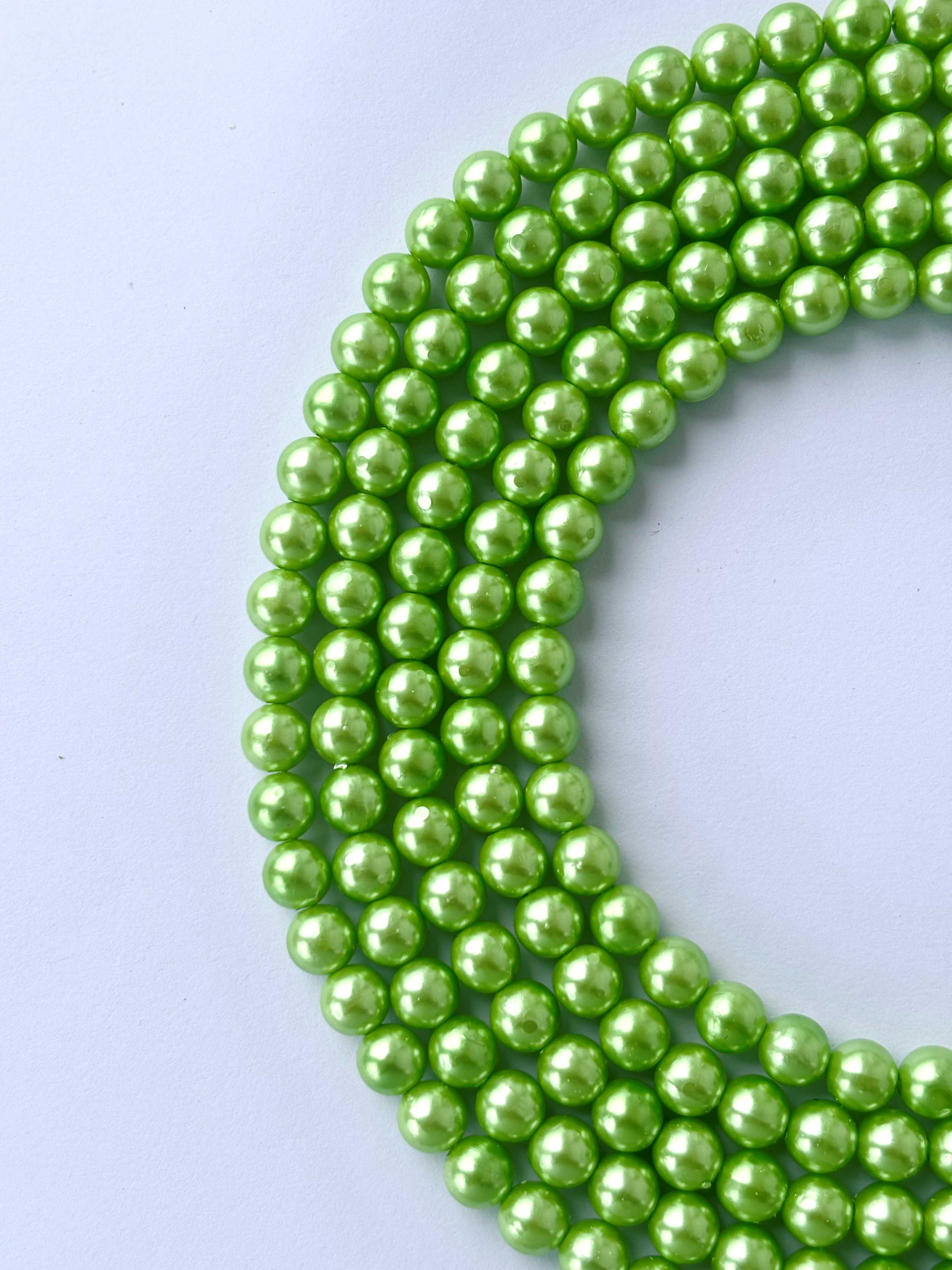 Lime Green Pearl Beads 8MM