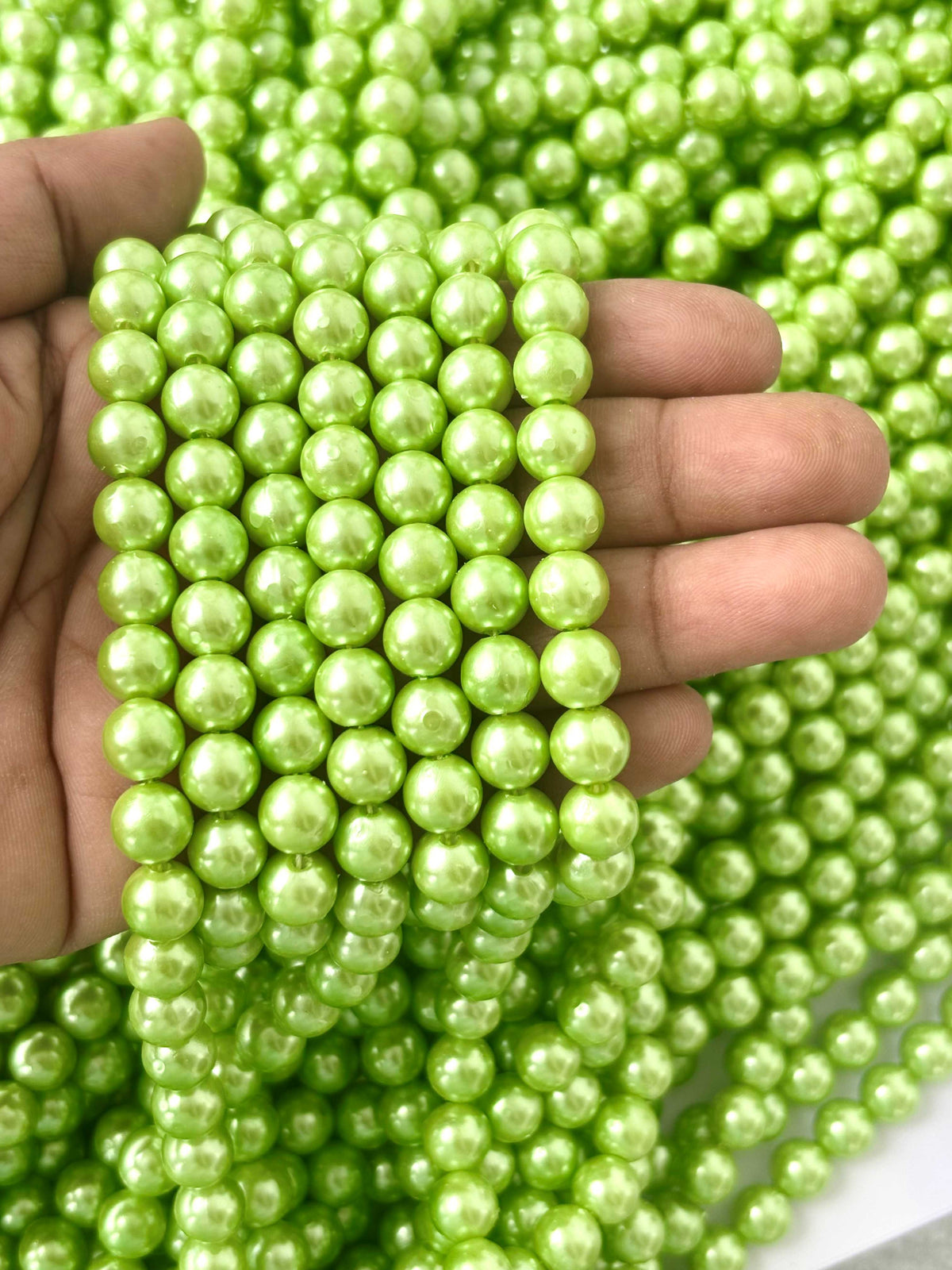 Lime Green Pearl Beads 8MM