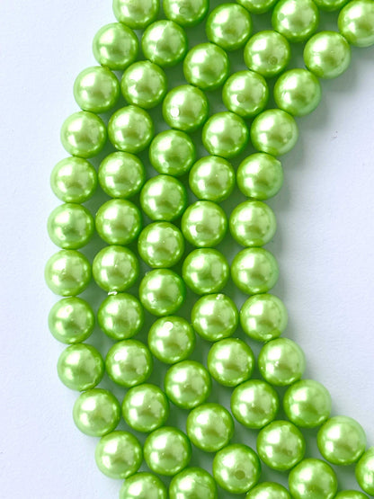 Lime Green Pearl Beads 8MM