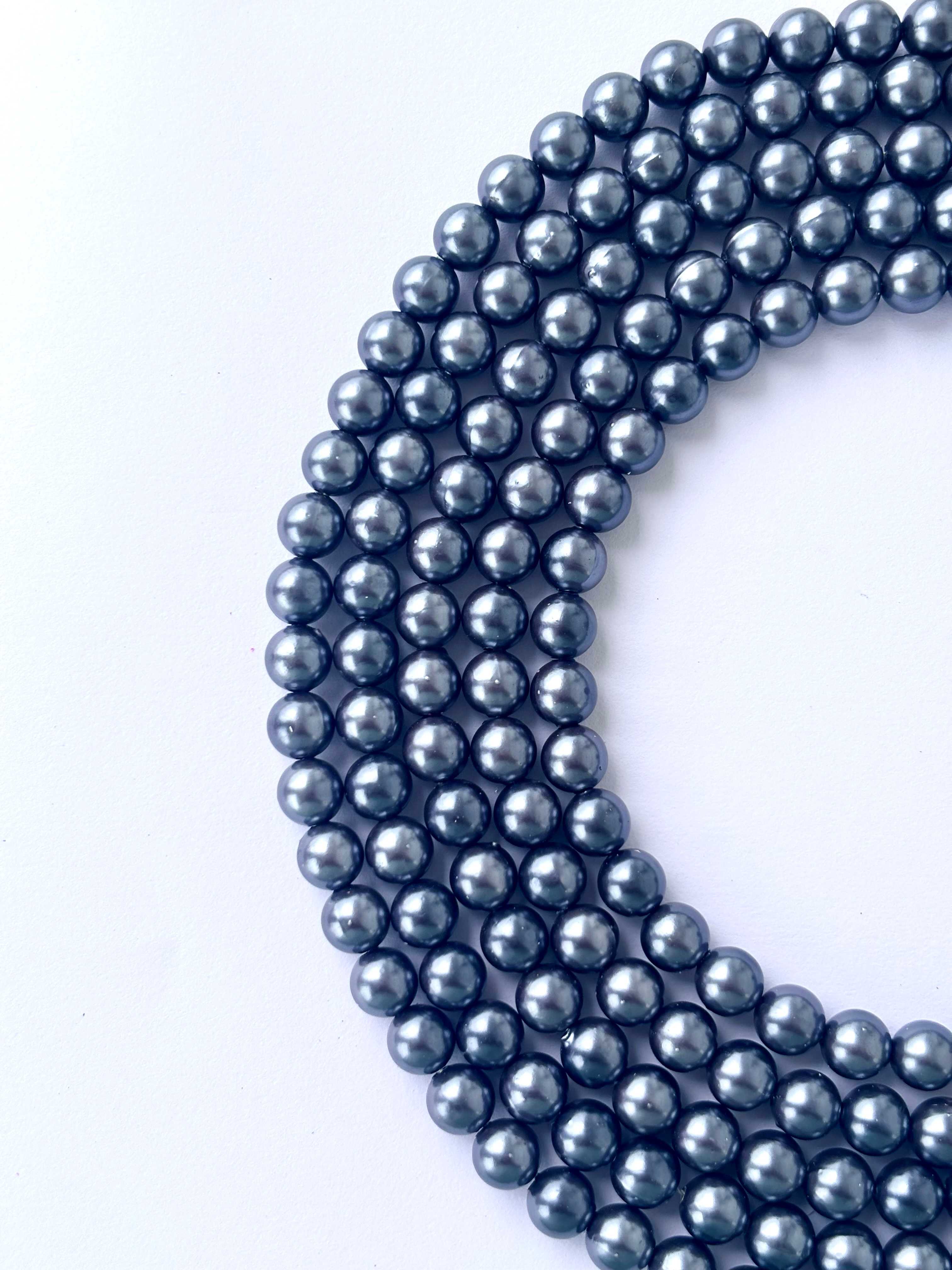 Metallic Charcoal Grey Pearl Beads 8MM