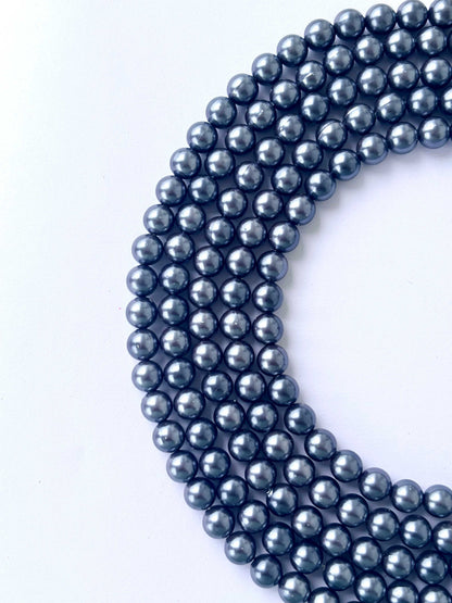 Metallic Charcoal Grey Pearl Beads 8MM