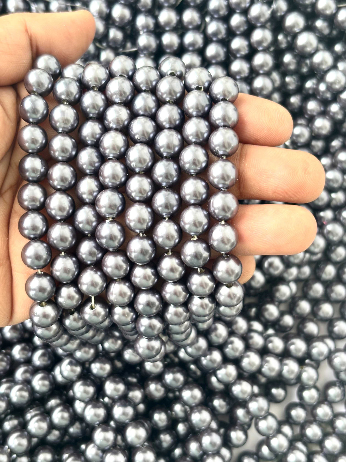 Metallic Charcoal Grey Pearl Beads 8MM