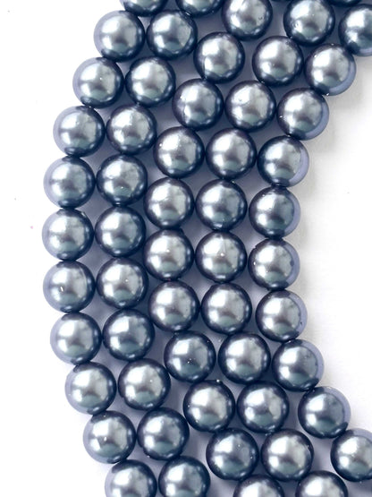 Metallic Charcoal Grey Pearl Beads 8MM