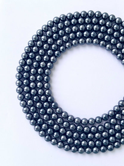 Metallic Charcoal Grey Pearl Beads 8MM