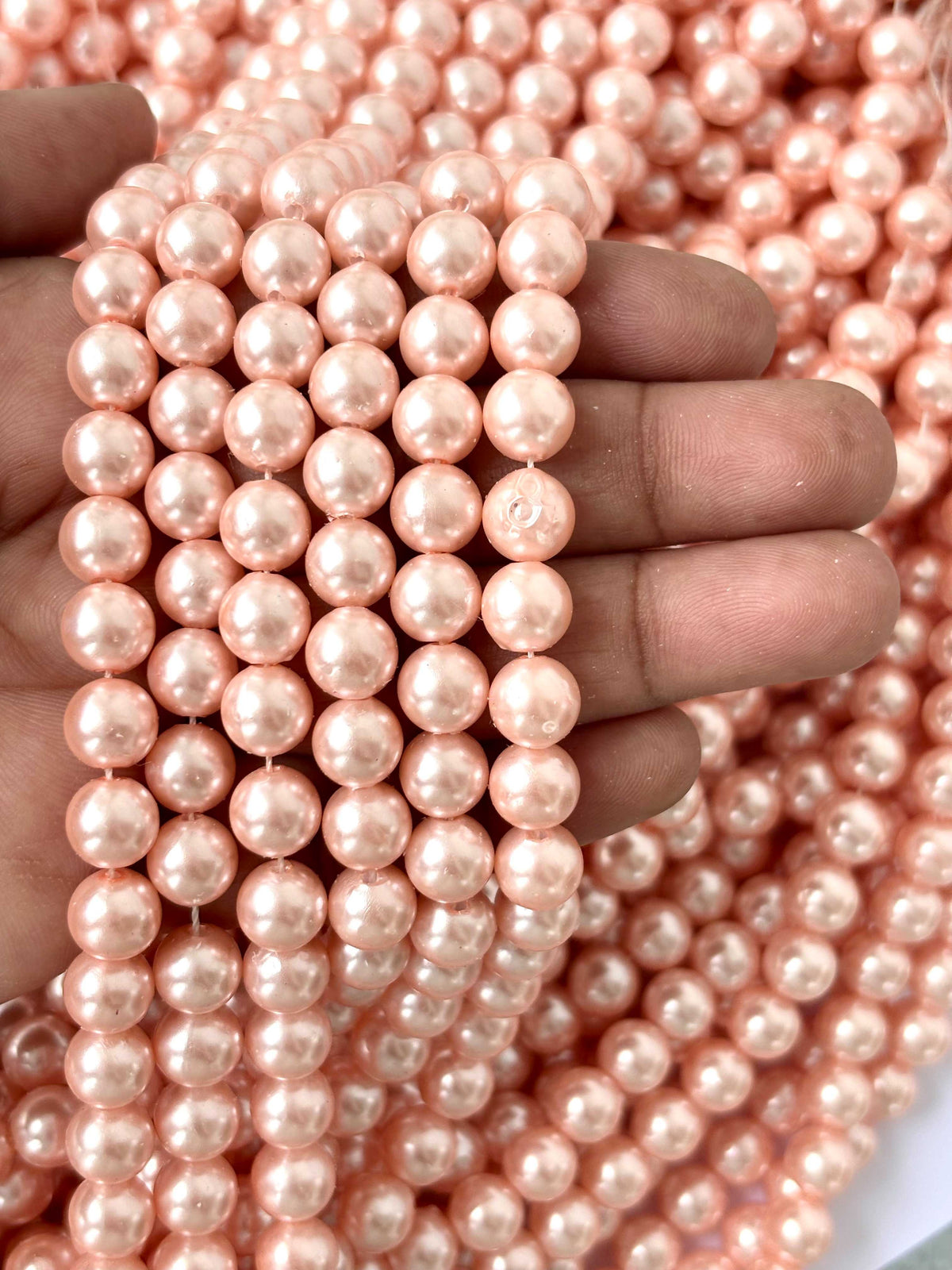 Peach Pink Pearl Beads 8MM