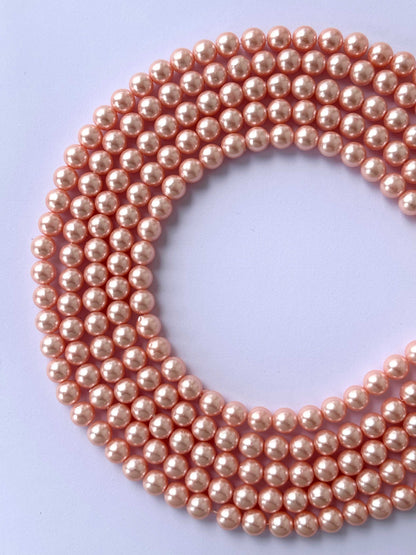 Peach Pink Pearl Beads 8MM