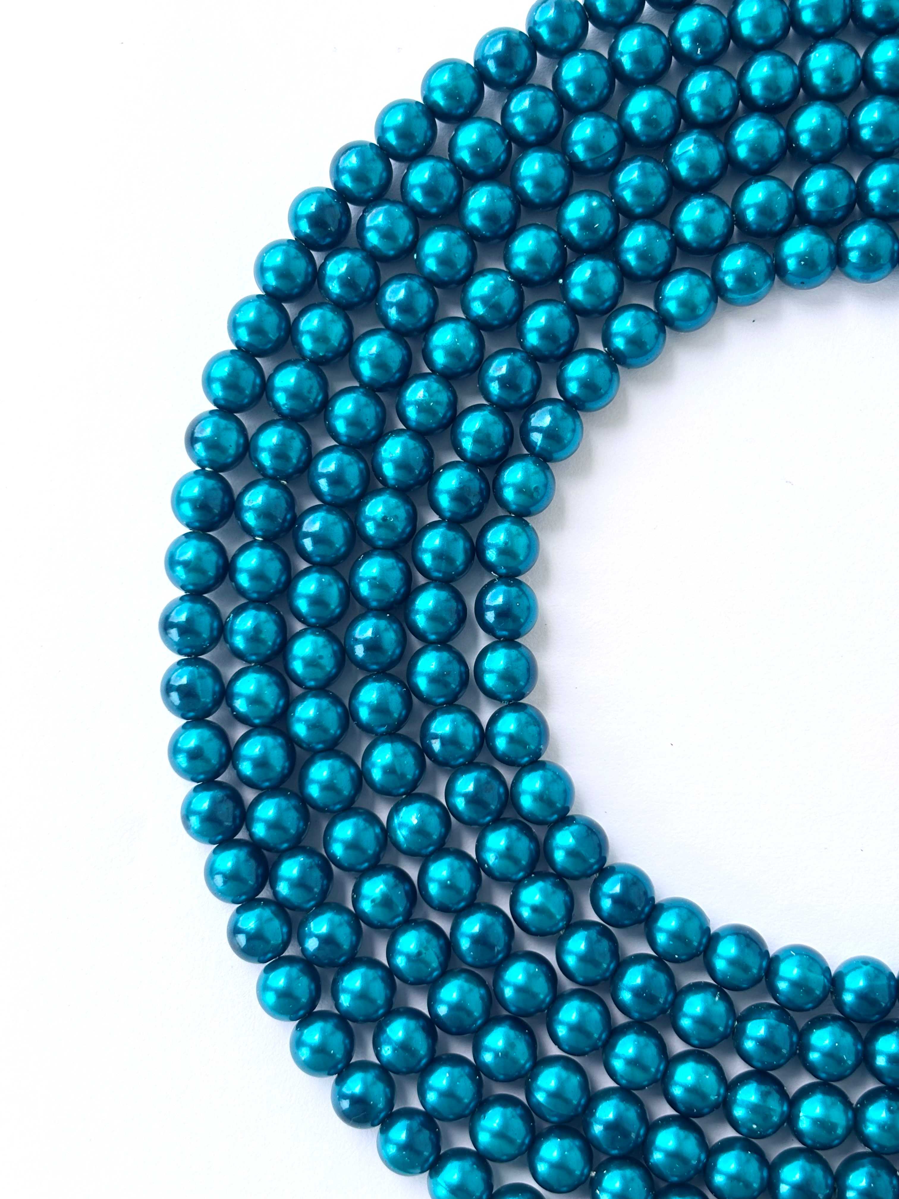 Teal Blue Pearl Beads 8MM